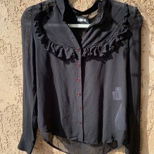 Reformation | Sheer Button Up Blouse | Black